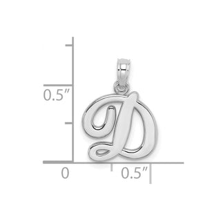 10k White Gold Polished D Script Initial Pendant