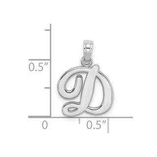 10k White Gold Polished D Script Initial Pendant
