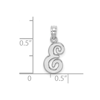 10k White Gold Polished E Script Initial Pendant