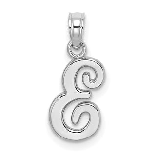 10k White Gold Polished E Script Initial Pendant