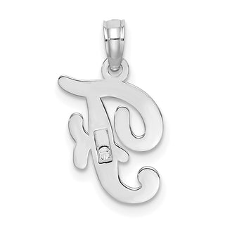 10k White Gold Polished F Script Initial Pendant