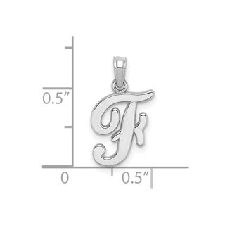 10k White Gold Polished F Script Initial Pendant