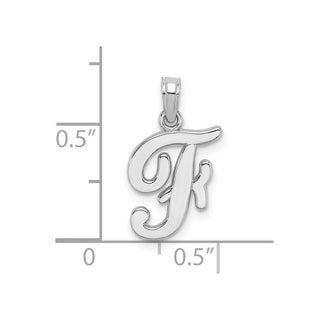 10k White Gold Polished F Script Initial Charm