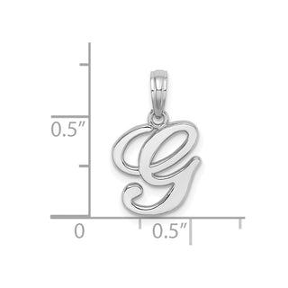 10k White Gold Polished G Script Initial Pendant