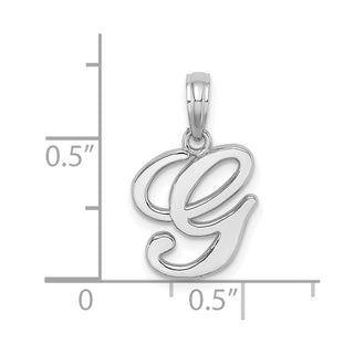 10k White Gold Polished G Script Initial Pendant