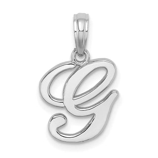 10k White Gold Polished G Script Initial Pendant