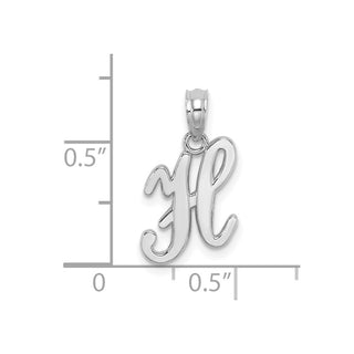 10k White Gold Polished H Script Initial Pendant