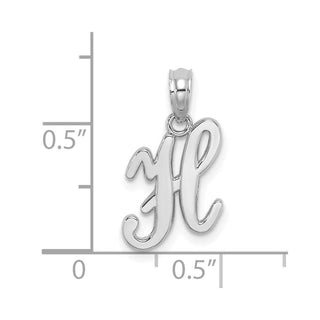 10k White Gold Polished H Script Initial Pendant