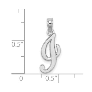 10k White Gold Polished I Script Initial Charm