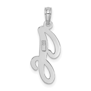 10k White Gold Polished J Script Initial Pendant