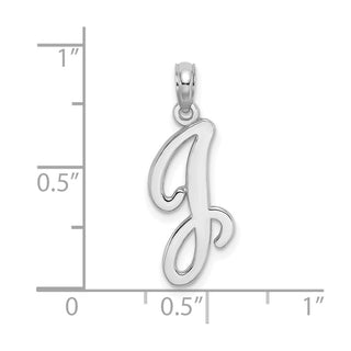 10k White Gold Polished J Script Initial Pendant
