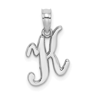 10k White Gold Polished K Script Initial Charm