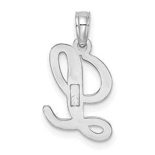 10k White Gold Polished L Script Initial Pendant
