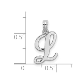 10k White Gold Polished L Script Initial Charm