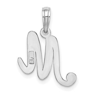 10k White Gold Polished M Script Initial Pendant