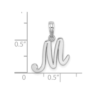 10k White Gold Polished M Script Initial Pendant