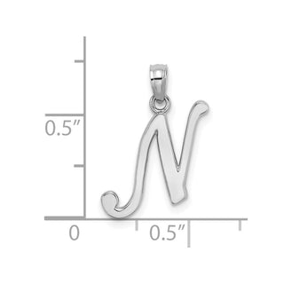 10k White Gold Polished N Script Initial Charm