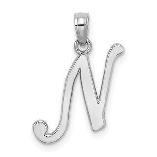 10k White Gold Polished N Script Initial Charm