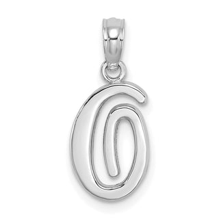 10k White Gold Polished O Script Initial Pendant