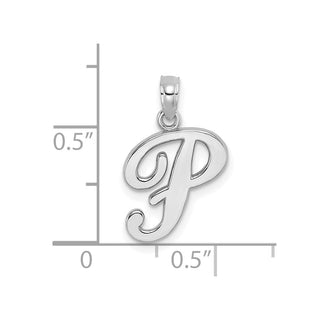 10k White Gold Polished P Script Initial Pendant