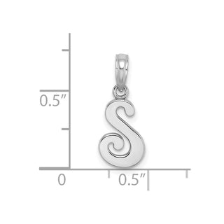 10k White Gold Polished S Script Initial Pendant