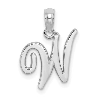 10k White Gold Polished W Script Initial Pendant