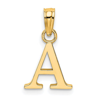 10k Yellow Gold Polished A Block Initial Pendant
