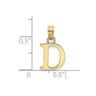 10k Yellow Gold Polished D Block Initial Pendant