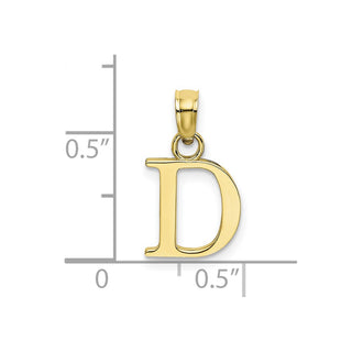 10k Yellow Gold Polished D Block Initial Pendant