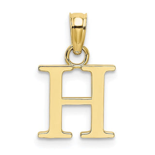 10k Yellow Gold Polished H Block Initial Pendant