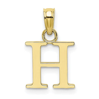 10k Yellow Gold Polished H Block Initial Pendant