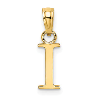 10k Yellow Gold Polished I Block Initial Charm