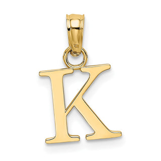 10k Yellow Gold Polished K Block Initial Pendant