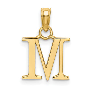 10k Yellow Gold Polished M Block Initial Pendant