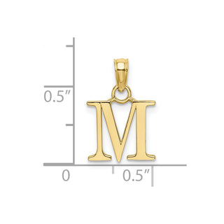 10k Yellow Gold Polished M Block Initial Pendant