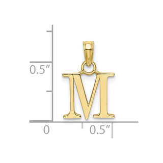 10k Yellow Gold Polished M Block Initial Charm