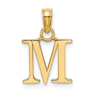 10k Yellow Gold Polished M Block Initial Pendant