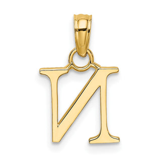 10k Yellow Gold Polished N Block Initial Pendant