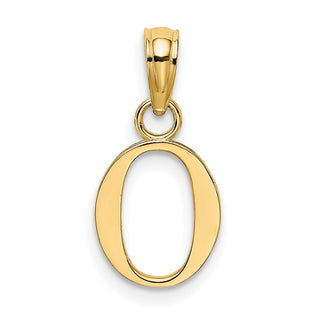10k Yellow Gold Polished O Block Initial Pendant