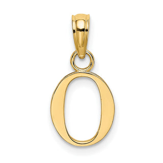 10k Yellow Gold Polished O Block Initial Pendant