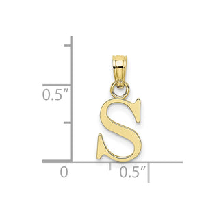 10k Yellow Gold Polished S Block Initial Pendant