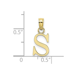10k Yellow Gold Polished S Block Initial Pendant
