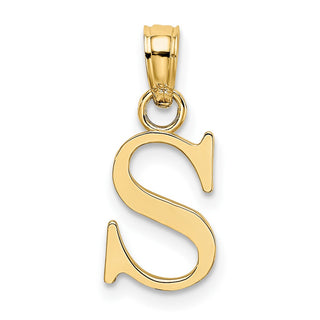 10k Yellow Gold Polished S Block Initial Pendant