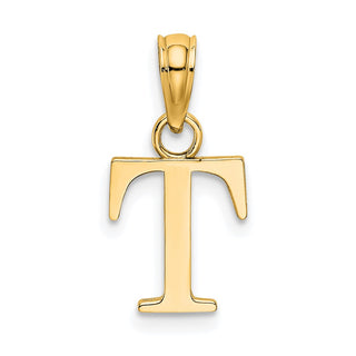 10k Yellow Gold Polished T Block Initial Pendant