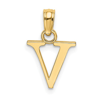 10k Yellow Gold Polished V Block Initial Pendant