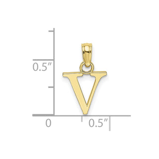 10k Yellow Gold Polished V Block Initial Pendant