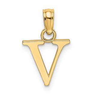 10k Yellow Gold Polished V Block Initial Pendant