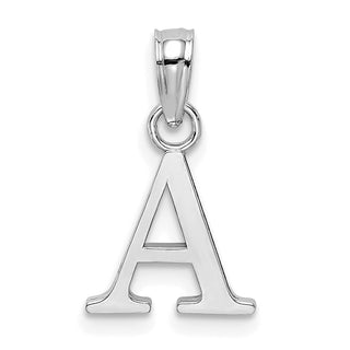 10k White Gold Polished A Block Initial Pendant
