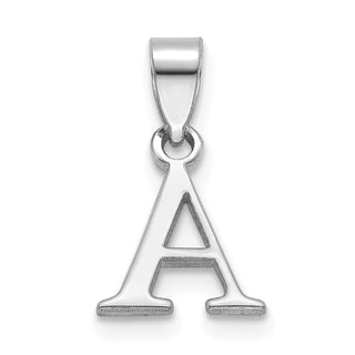 10k White Gold Polished A Block Initial Charm