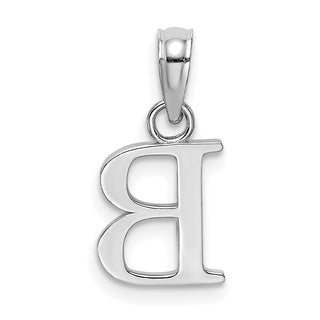 10k White Gold Polished B Block Initial Charm